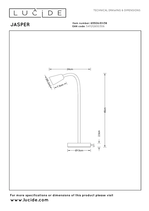 Lucide JASPER - Tafellamp - 1xGU10 - Beige | Essential - technisch